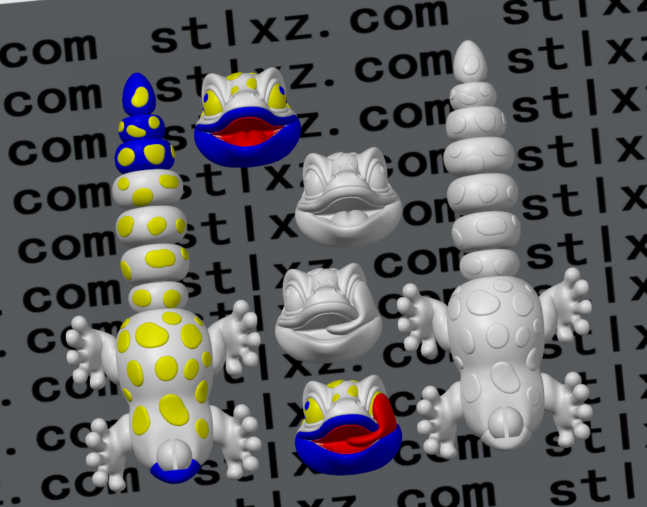 幼年豹纹壁虎  一体打印可活动-STL下载网_3D打印模型网_3D模型库_3D打印模型素材