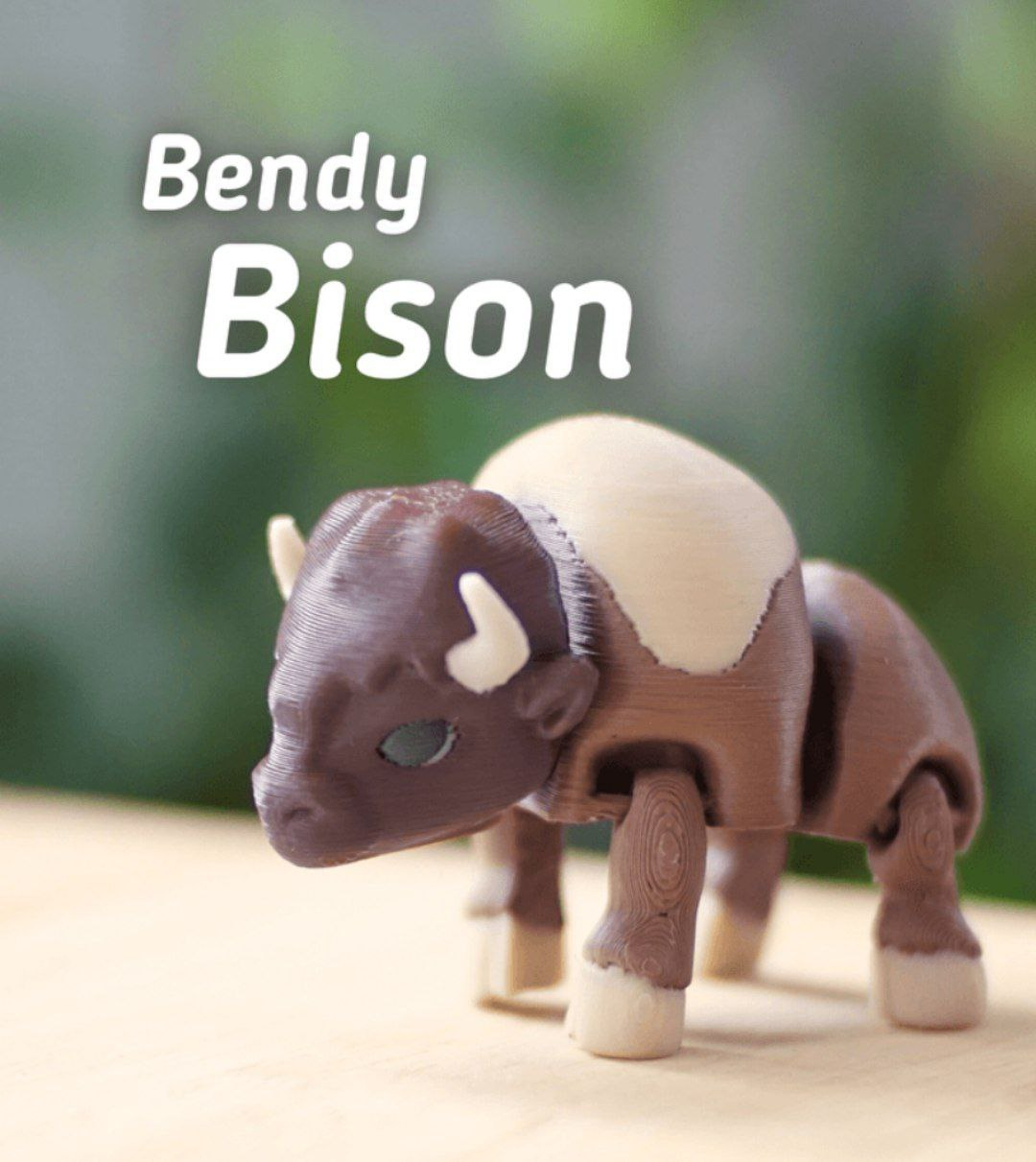 Bendy Bison 牦牛 一体打印可活动-STL下载网_3D打印模型网_3D模型库_3D打印模型素材_3D打印机