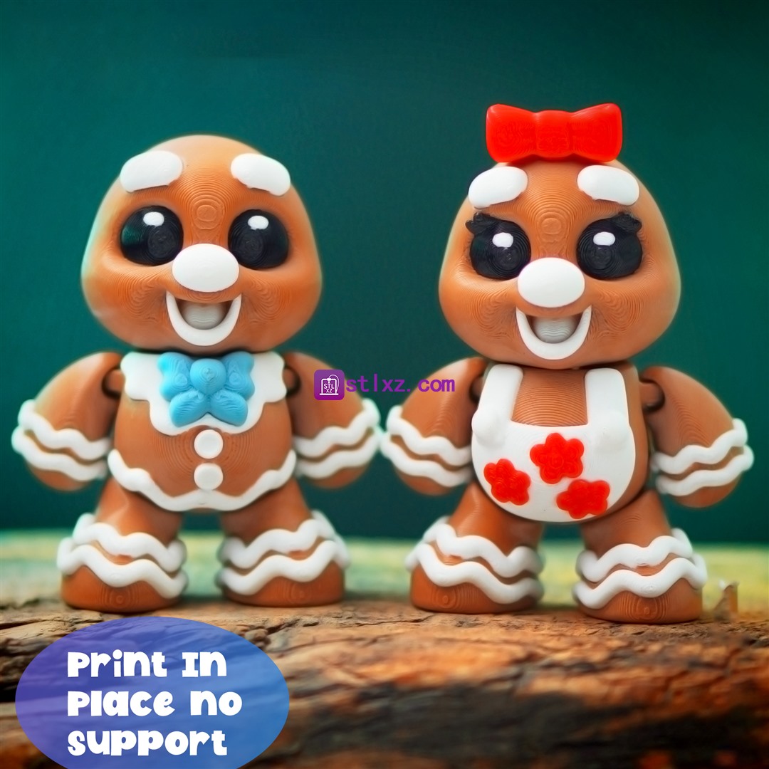 姜饼先生和姜饼太太  一体打印可活动-STL下载网_3D打印模型网_3D模型库_3D打印模型素材_3D打印机