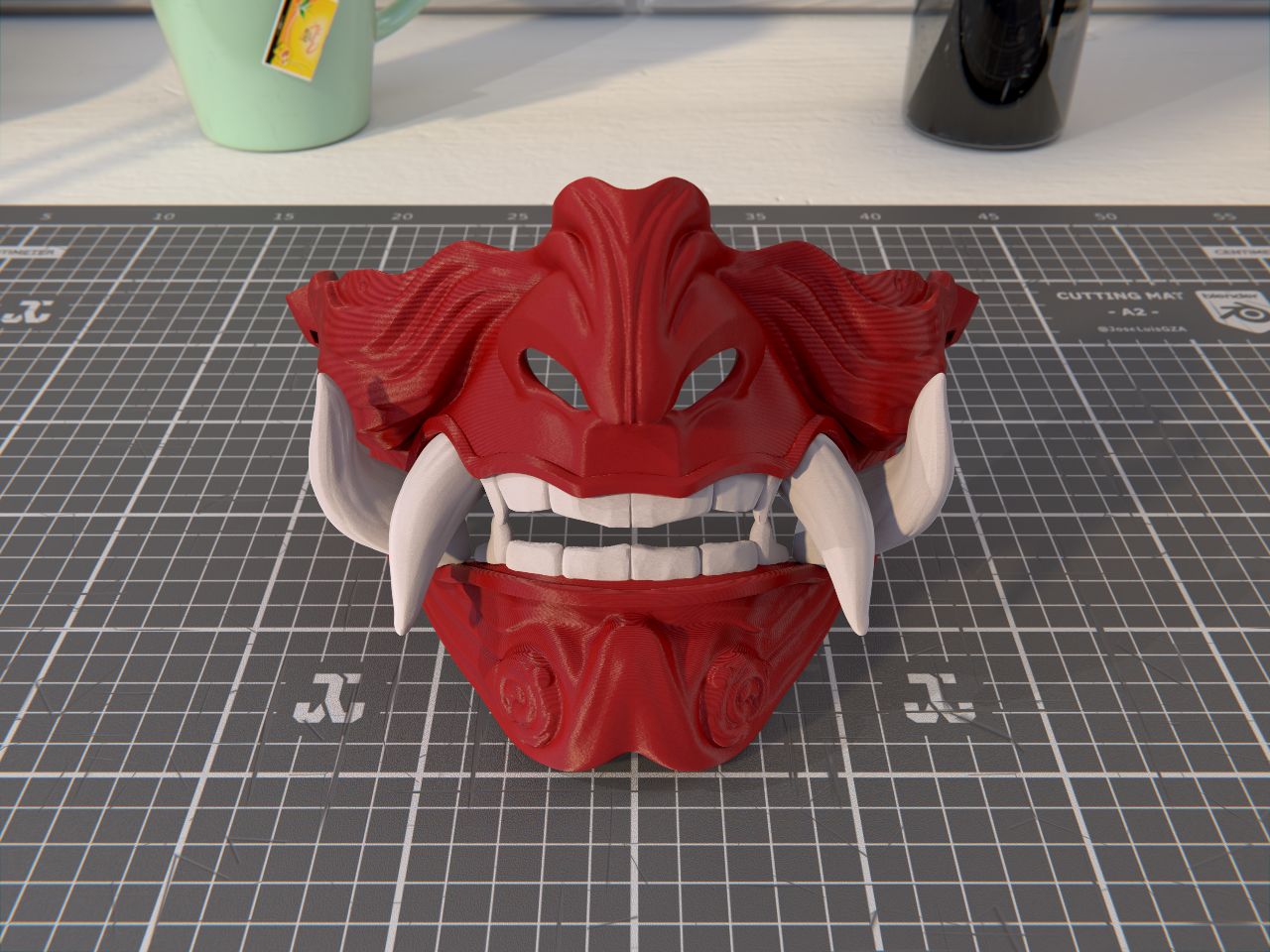 oni面具（武士面具）＃3-STL下载网_3D打印模型网_3D模型库_3D打印模型素材_3D打印机