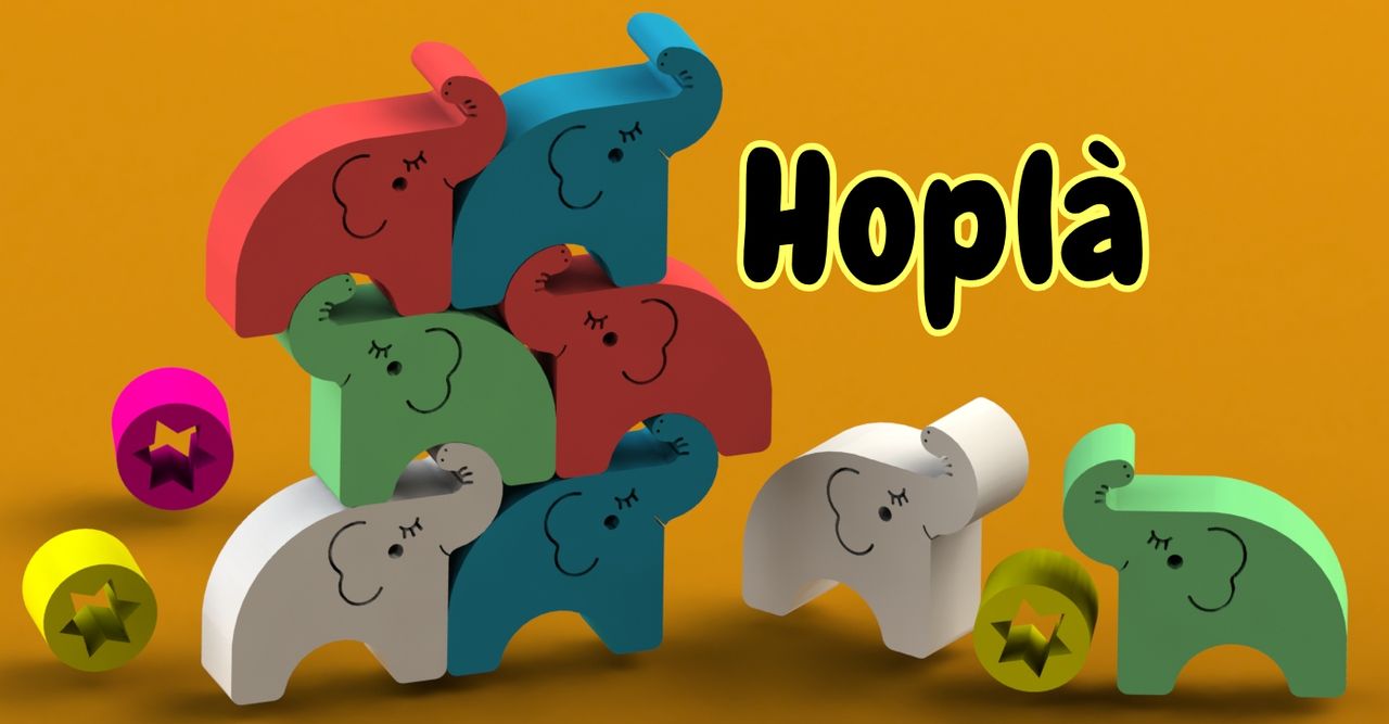 Hoplà  大象平衡游戏-STL下载网_3D打印模型网_3D模型库_3D打印模型素材_3D打印机