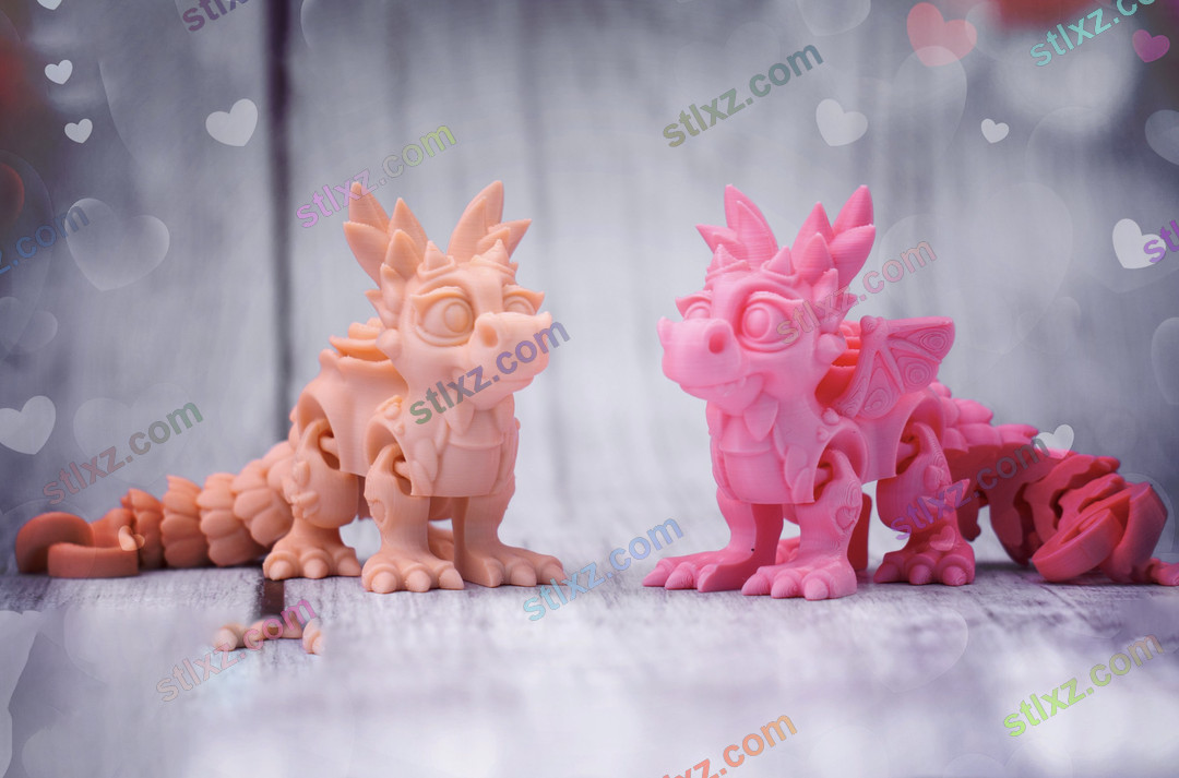 情人节龙 一体打印可活动-STL下载网_3D打印模型网_3D模型库_3D打印模型素材_3D打印机